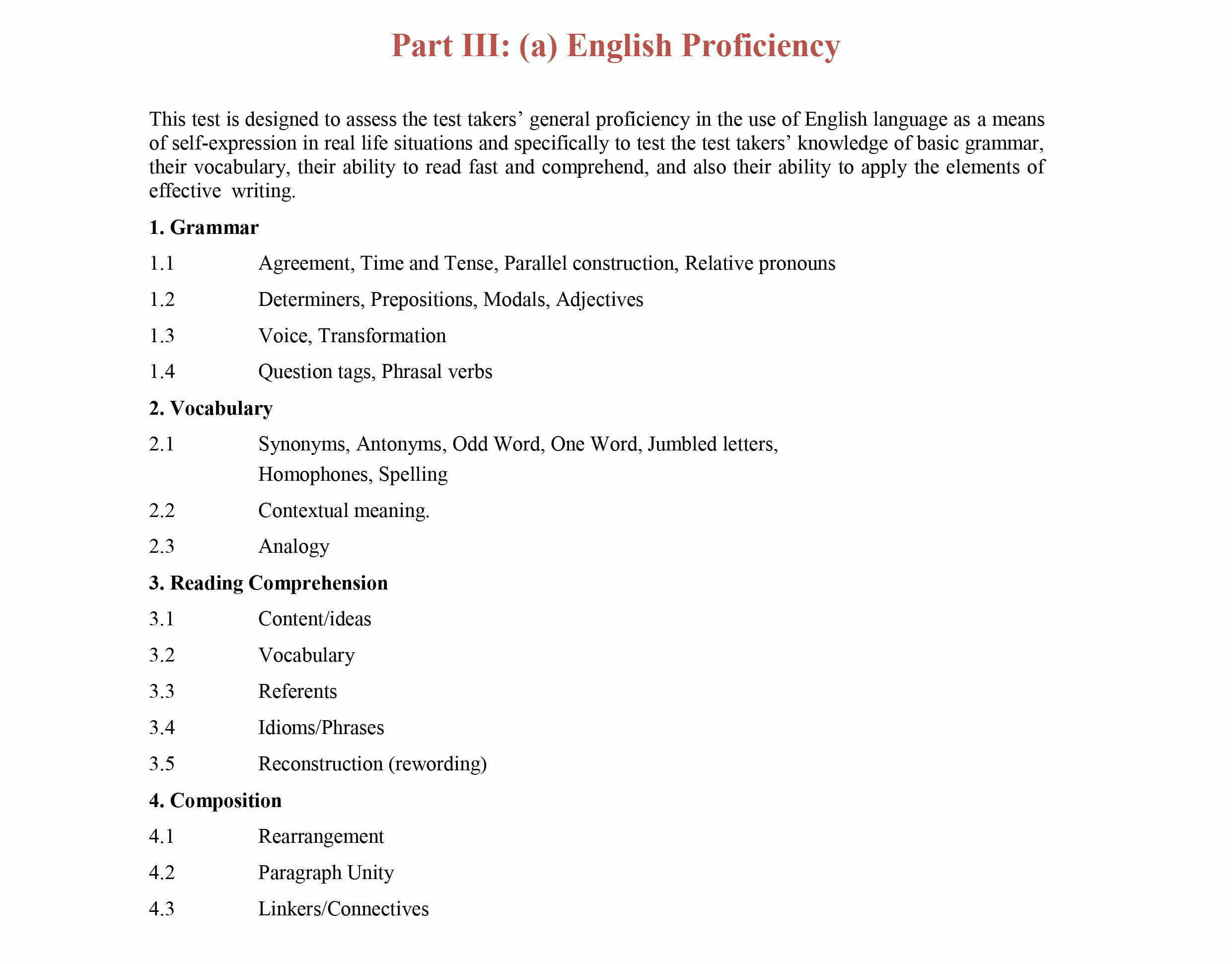 BITSAT English Syllabus