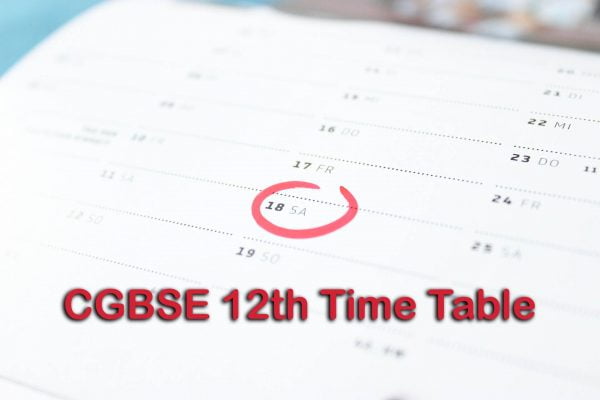 CGBSE 12th Time Table