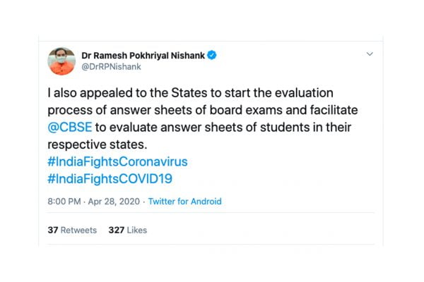 HRD Minister Asks State Boards, CBSE to Start The Evaluation Process