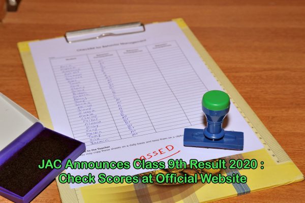 JAC Announces Class 9th Result 2020 : Check Scores at Official Website