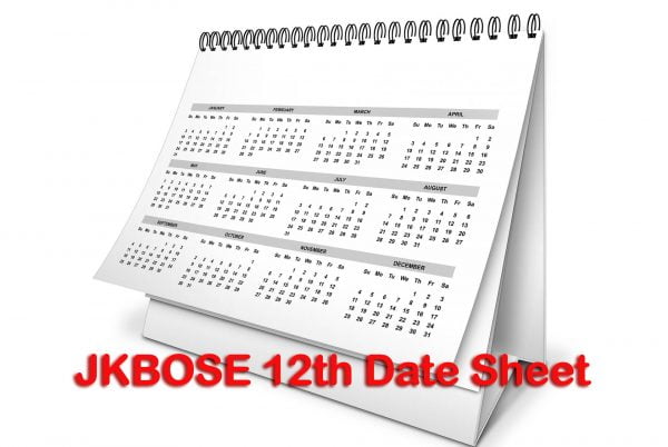 JKBOSE 12th Class Date Sheet