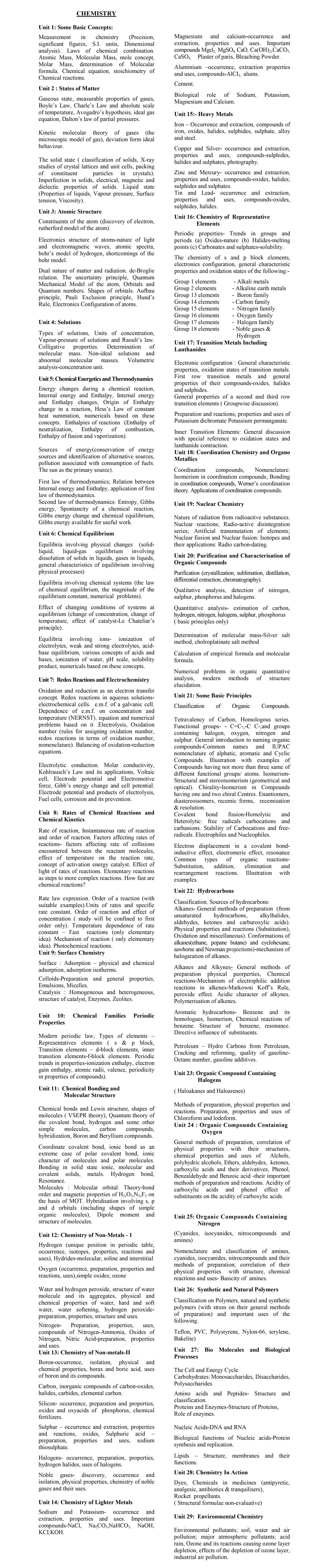 KIITEE Syllabus For Chemistry 2020