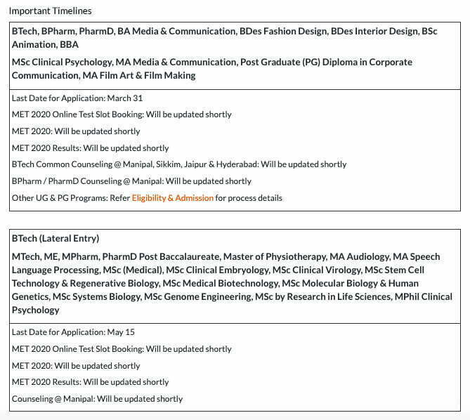 MET 2020 Schedule Changed