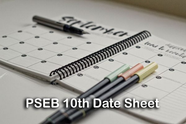 PSEB 10th Date Sheet